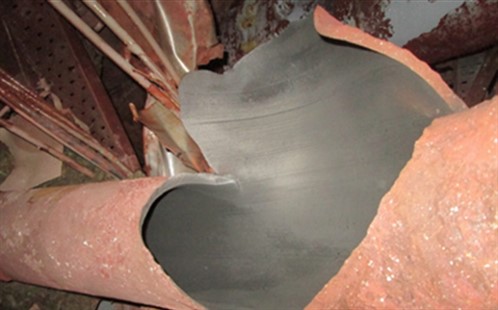 Ruptured pipe due to corrosion under insulation Ruptured pipe due to corrosion under insulation